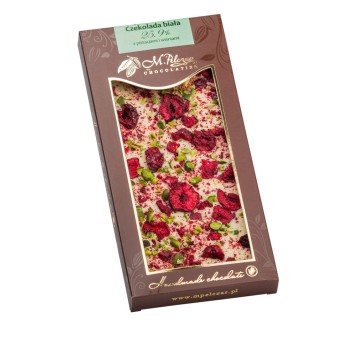 Czekolada biała 25,9% z pistacjami i wiśniami