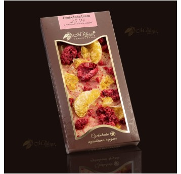 Czekolada biała i ruby 25,9% z malinami i mandar