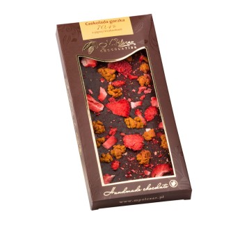 Czekolada gorzka 70,4% z pigwą i truskawkami