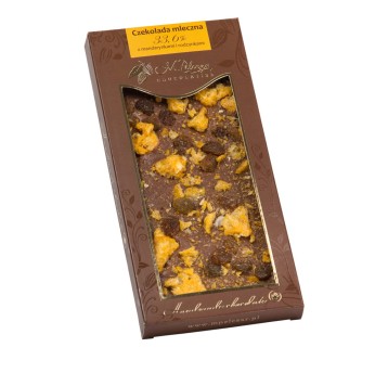 Czekolada mleczna 33,6% z mandaryn. i rodzyn.