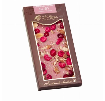 Czekolada różowa Ruby z migdałami i żurawiną