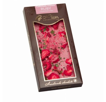 Czekolada różowa Ruby z truskawkami i miętą
