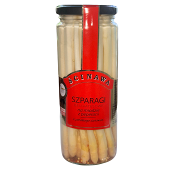 Ścinawa - Szparagi białe z peperoni, 480g/230g